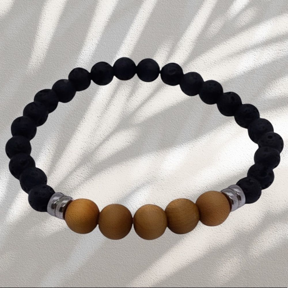 NWT Wool + Pepper Co. Mens Lava & Wood Bracelet